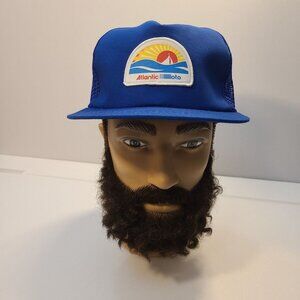 Vintage 90s Trucker Hat Atlantic loto Patch Foam/ Mesh Adjustable Hat